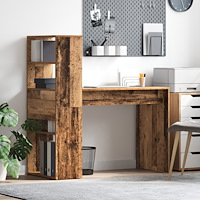 vidaXL Skrivbord med förvaring Gamla trä 113x54x120 cm Konstruerat trä