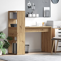 vidaXL Skrivbord med förvaring Artisan Ek 113x54x120 cm Ingenjörsträ