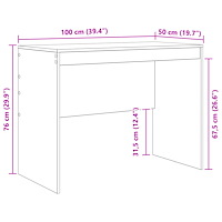 vidaXL Skrivbord Rökt Ek Spånskiva 100 x 50 x 76 cm Hållbart Skrivbord