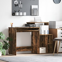 vidaXL Skrivbord med förvaring Rökig ek 120.5x44x88.5 cm Konstruerat trä