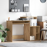 vidaXL Skrivbord med Förvaring Ek 120,5x44x88,5 cm Konstruerat trä