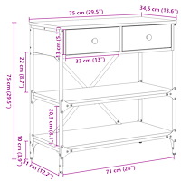 vidaXL Konsolbord Artisan Ek 75x34.5x75 cm Konstruerat trä
