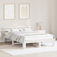 vidaXL Trä Sängram Vit Trä 140 x 200 cm Hållbar Minimalistisk Sängram