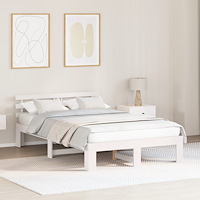 vidaXL Vit Tall Sängram Vit Massivt Trä 140 x 190 cm Hållbar