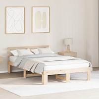 vidaXL Naturlig sängram i massivt furu Naturlig Massivt furu 135 x 190 cm