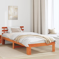 vidaXL Tallträ sängram Vaxad brun Massivt tallträ 75 x 190 cm