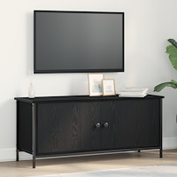 vidaXL Svart Ek TV-bänk Svart ek Spånskiva, Metall 102 x 35 x 45 cm
