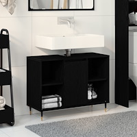 vidaXL Vanity Enhet Svart Ek Konstruerat Trä Medium Svart Ek Vanity