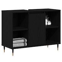 vidaXL Vanity Enhet Svart Ek Konstruerat Trä Medium Svart Ek Vanity
