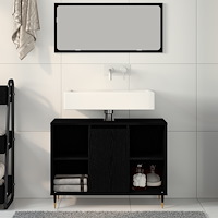 vidaXL Vanity Enhet Svart Ek Konstruerat Trä Medium Svart Ek Vanity