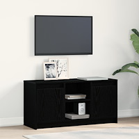 vidaXL TV-bänk med LED-lampor i svart ek, 100x34x50 cm, tillverkad av konstruerat trä.