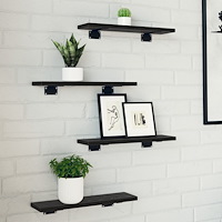 vidaXL Väggmonterade hyllor Svart ek MDF 40 x 10 x 1.5 cm