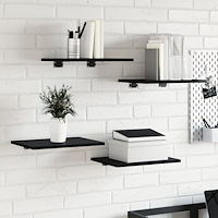vidaXL Väggmonterade Hyllor Svart Ek Konstruerat trä 40 x 30 x 1.5 cm