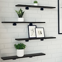 vidaXL Väggmonterade Hyllor Svart ek Konstruerat trä 60 x 10 x 1.5 cm
