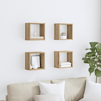 vidaXL Vägghyllor Hantverksmässig ek MDF med faner 26 x 15 x 26 cm