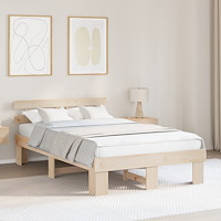 vidaXL Sängram med Sänggavel 135x190 cm Massivt Trä Tall