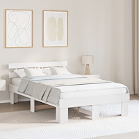 vidaXL Sängram med Huvudgavel Vit 120x190 cm Massivt Trä Tall