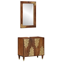 vidaXL Badrumsmöbelset 2 pcs Brun 62 x 33 x 58 cm Massivt Mangoträ