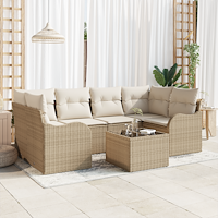 vidaXL Trädgårdsoffset 7 pcs Beige och gräddfärgad 55 x 55 x 37 cm