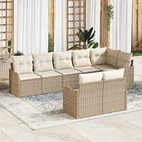 vidaXL 8-delad Trädgårdssoffagrupp med Kuddar Beige Poly Rotting
