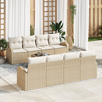 vidaXL 9 Delars Trädgårdsofferset med Kuddar Beige Poly Rattan