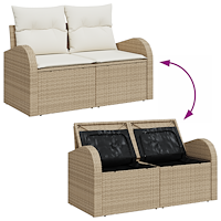 vidaXL 9 Delars Trädgårdsofferset med Kuddar Beige Poly Rattan