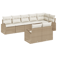 vidaXL 8-delat trädgårdsoffaset med kuddar Beige Poly Rotting