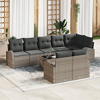 vidaXL 8 Delars Trädgårdsoffaset med Kuddar Svart Poly Rattan
