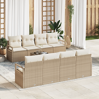 vidaXL 9-delars trädgårdsoff set med kuddar beige polyrotting