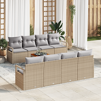 vidaXL 9-delat trädgårdsofaset med kuddar beige polyrotting acacia