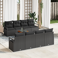 vidaXL Modulär Trädgårdsoffset 9 pcs Svart Standard Resin Wicker