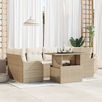 vidaXL Trädgårdsoffset 7 pcs Beige 100 x 55 x 73 cm Poly rattan
