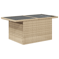 vidaXL 7 Delar Trädgårdsmöbelset med Kuddar Beige Poly Rotting