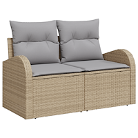 vidaXL 9-delars trädgårdsofa set med kuddar Beige Poly Rattan