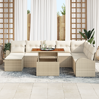 vidaXL 9-delars Trädgårdsoffset med Kuddar Beige Poly Rattan
