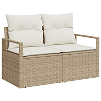 vidaXL 6-delars trädgårdsoffset med kuddar Beige Poly Rattan