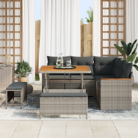 vidaXL 8-delat trädgårdsoffset med kuddar Grå Poly Rattan Acacia