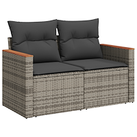 vidaXL 8-delat trädgårdsoffset med kuddar Grå Poly Rattan Acacia