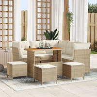 vidaXL 9-delars trädgårdsoffset med kuddar Beige Polyroting Akacia