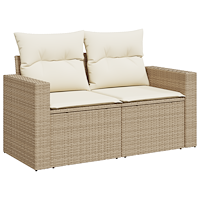 vidaXL 10 Delars Trädgårdsoffset med Dynor Beige Poly Rottning Acacia
