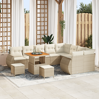 vidaXL Trädgårdsoffset 12 pcs beige och gräddvit 80 x 80 x 71 cm