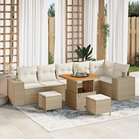vidaXL Trädgårdsoffset 9 pcs Beige och gräddfärgad 80 x 80 x 71 cm