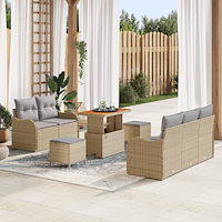 vidaXL 8-dela Trädgårdsoffset med Kuddar Beige Poly Rottning Akacia