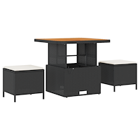 vidaXL 11-delat trädgårdsoffaset med kuddar svart poly rattan acacia