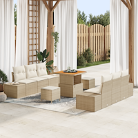 vidaXL Trädgårdsoffset 9 pcs Beige och gräddfärgad 80 x 80 x 71 cm
