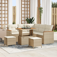 vidaXL 8-delad trädgårdsoffgrupp med kuddar beige poly rattan akacia
