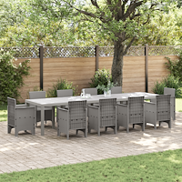 vidaXL Trädgårdsbord Ljusgrå 350x100x73 cm Poly Rattan