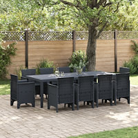 vidaXL 11-delars trädgårdsmatsal Antracit Poly Rattan