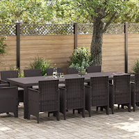 vidaXL Trädgårdsmöbelset med kudde 13 pcs Brun och Taupe Poly rattan