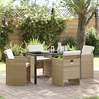 vidaXL 5-delat trädgårdsset med dynor i beige poly-rattan